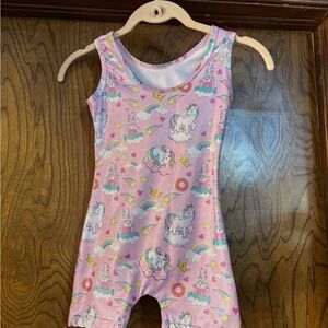 Pink Unicorn Print Kids' Romper
